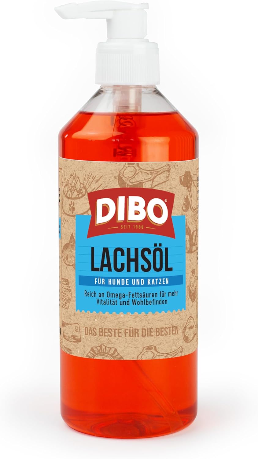 Lachsöl für Hunde und Katzen 500 ml Omega 3 6 Pumpspender Fell Haut