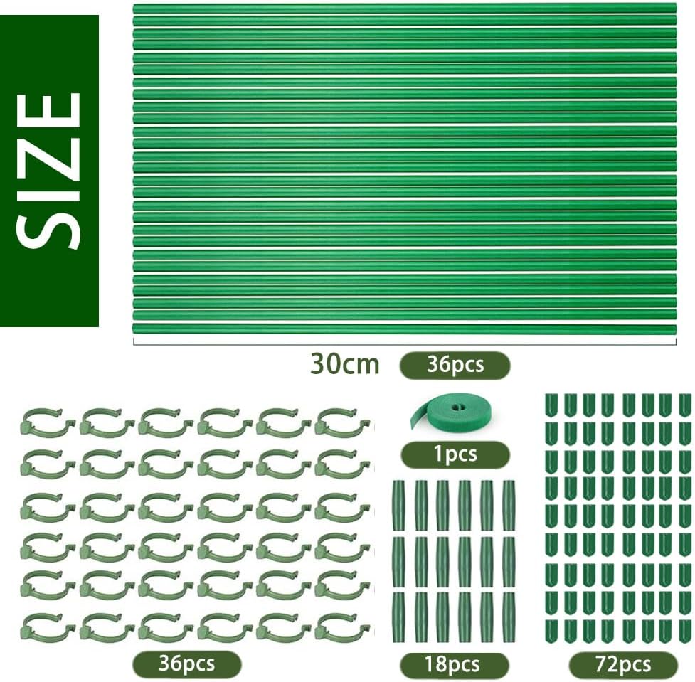 Pflanzenstaebe 36er Set mit 18 Verbindern und 36 Karabinern 6mm-11mm