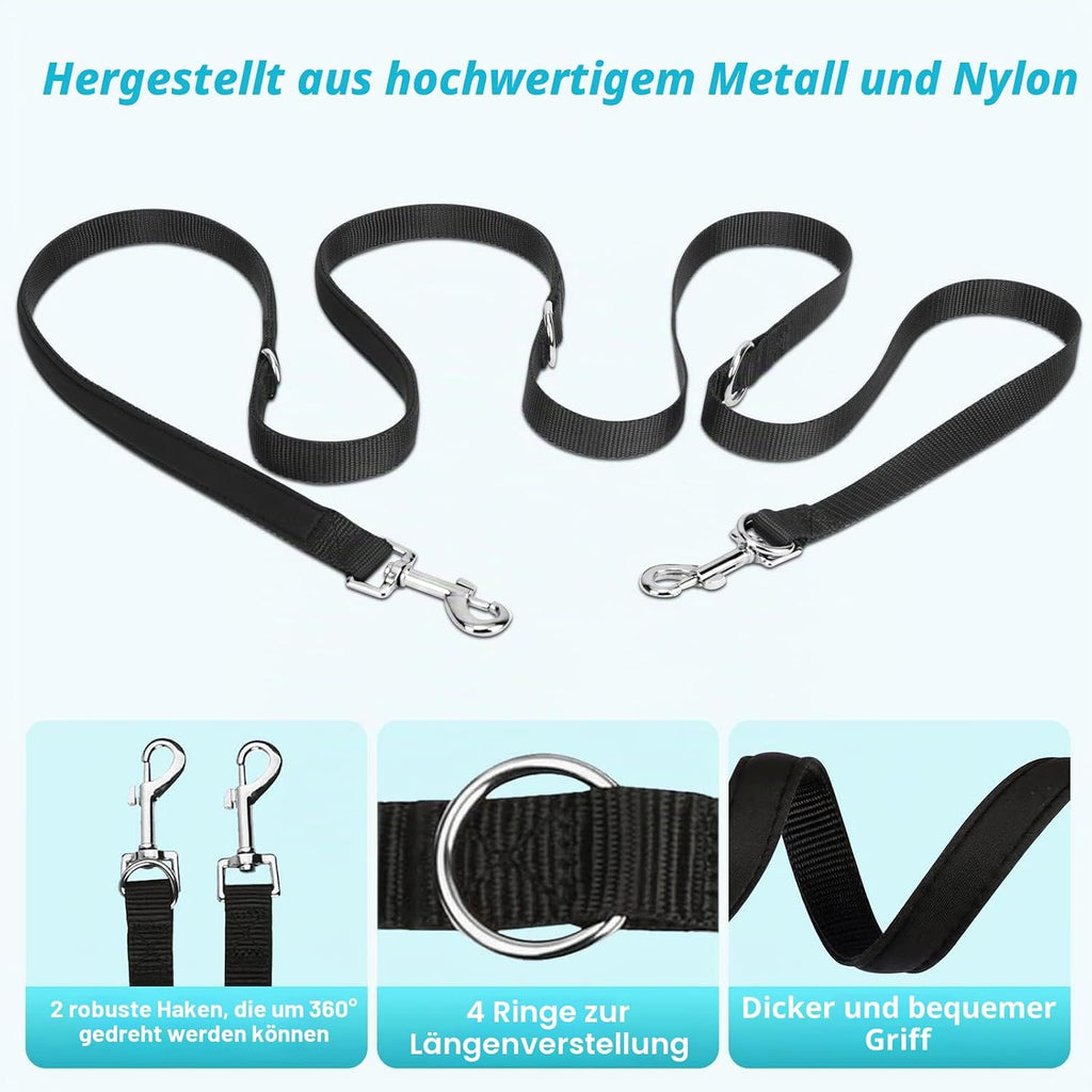 oneisall Hundeleine 2,5 m verstellbar Nylon Führleine Übungsleine schwarz