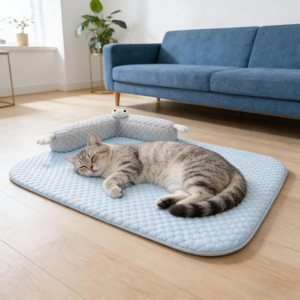 Katzen Kuehlmatte 45×35 cm L‑foermig waschbar Katzenbett Haustierkissen 35cm-60cm