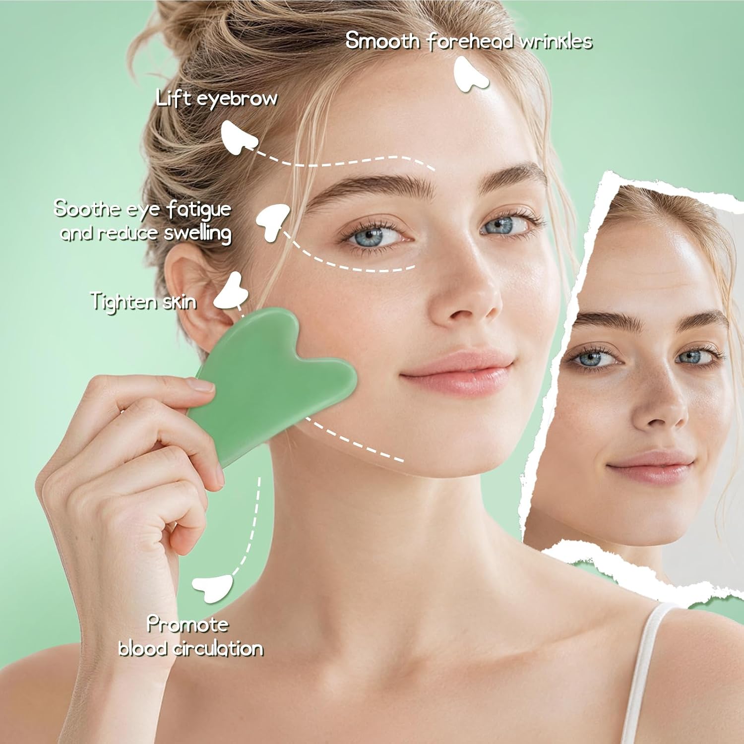 Flagest Gua Sha Rosenquarz Herzform Gesichtsmassage Anti Falten Tool