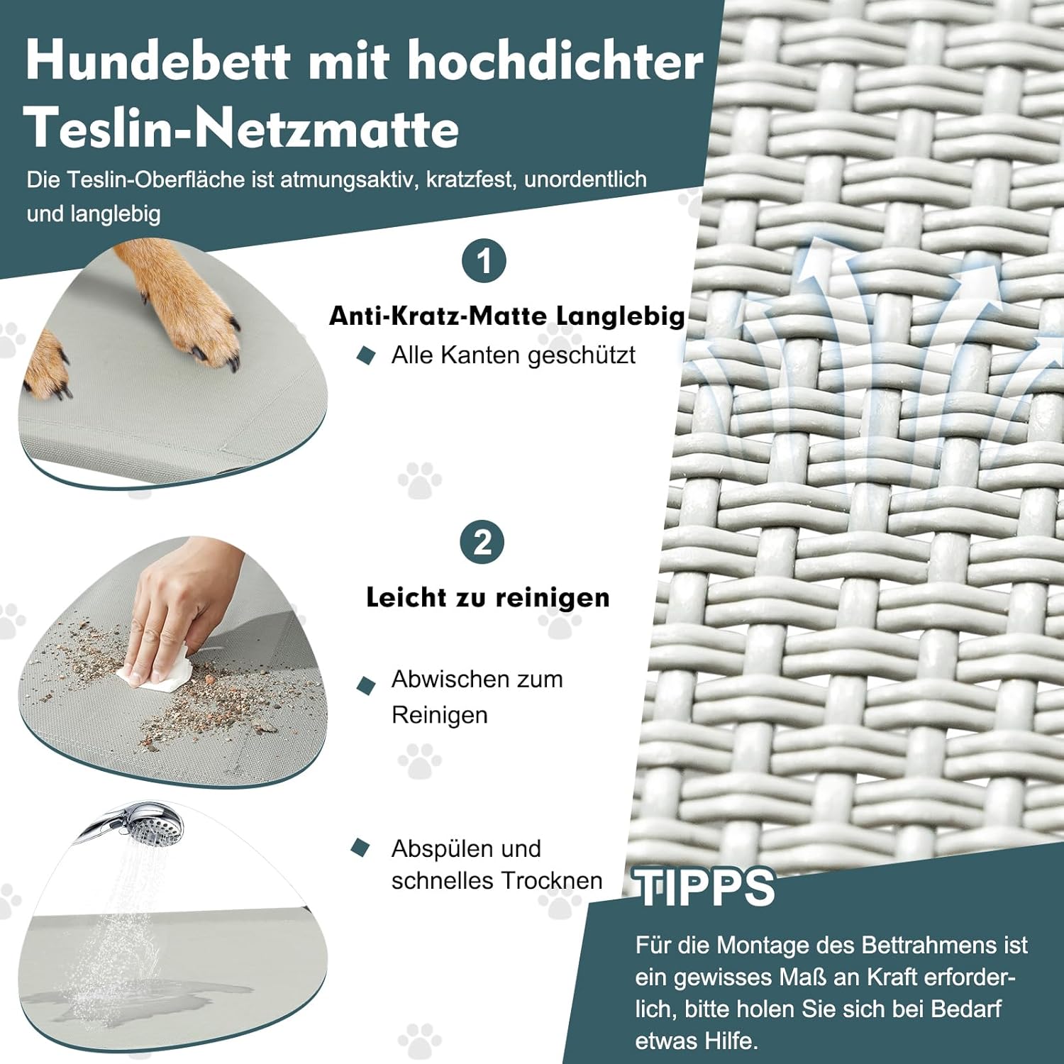 Snagle Paw Hundeliege mit Dach erhoehtes Design wasserdicht fuer grosse Hunde