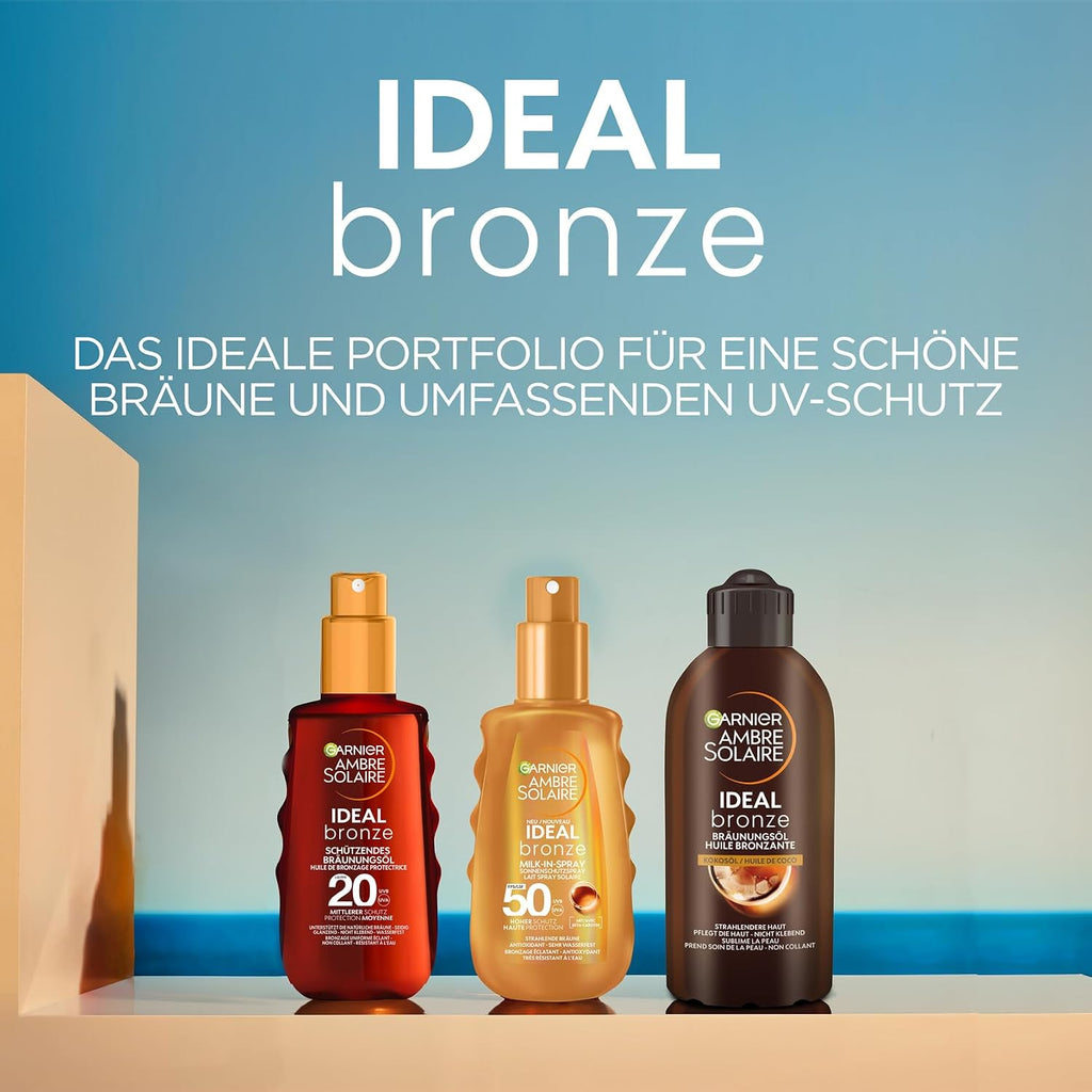 Garnier Ambre Solaire Ideal Bronze Braeunungsoel 200ml Kokosduft fuer dunkle Haut