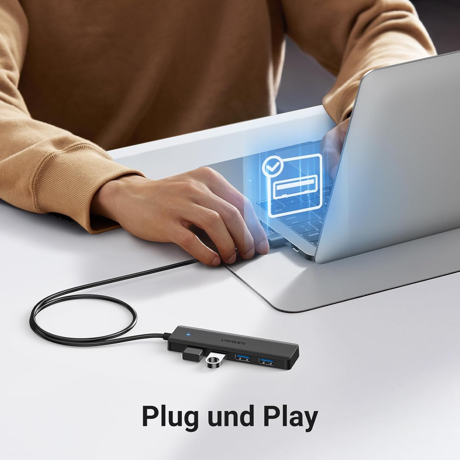 UGREEN USB 3.0 4‑Port Hub 5 Gbps mit 15cm-100cm Kabel