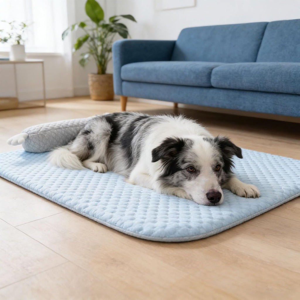 Katzen Kuehlmatte 45×35 cm L‑foermig waschbar Katzenbett Haustierkissen 35cm-60cm