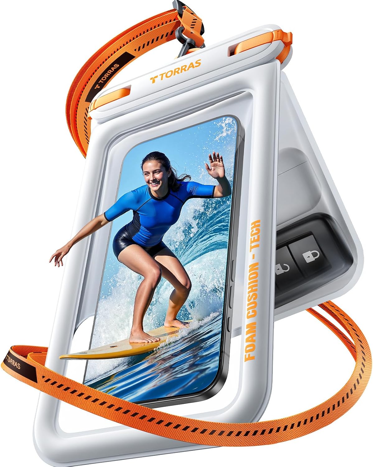TORRAS IP68 wasserdichte Handytasche bis 7,9" mit doppelter Tasche Schwarz