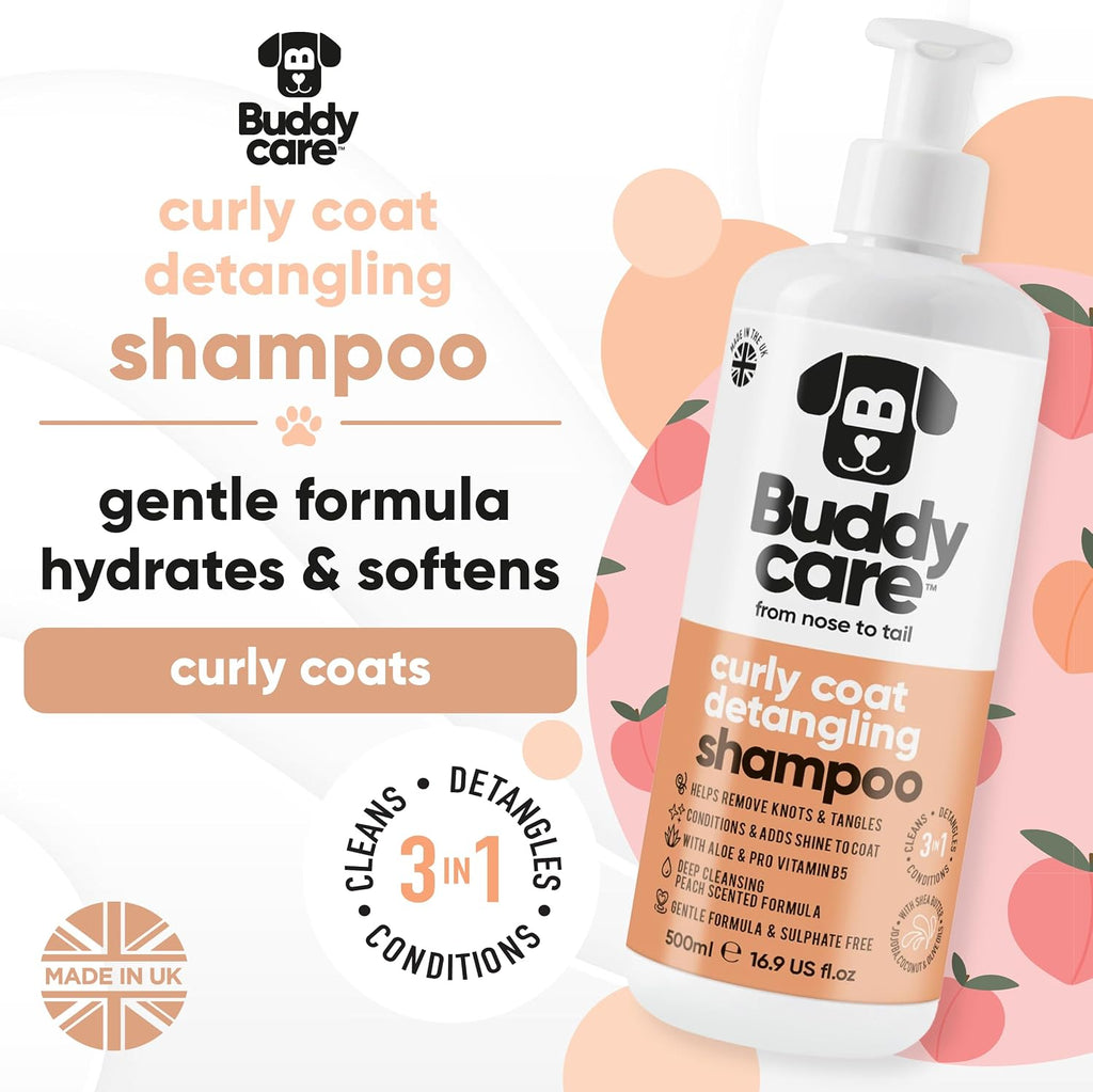 Buddycare Curly Coat entwirrendes Hundeshampoo 500 ml Pfirsichduft Aloe Vera