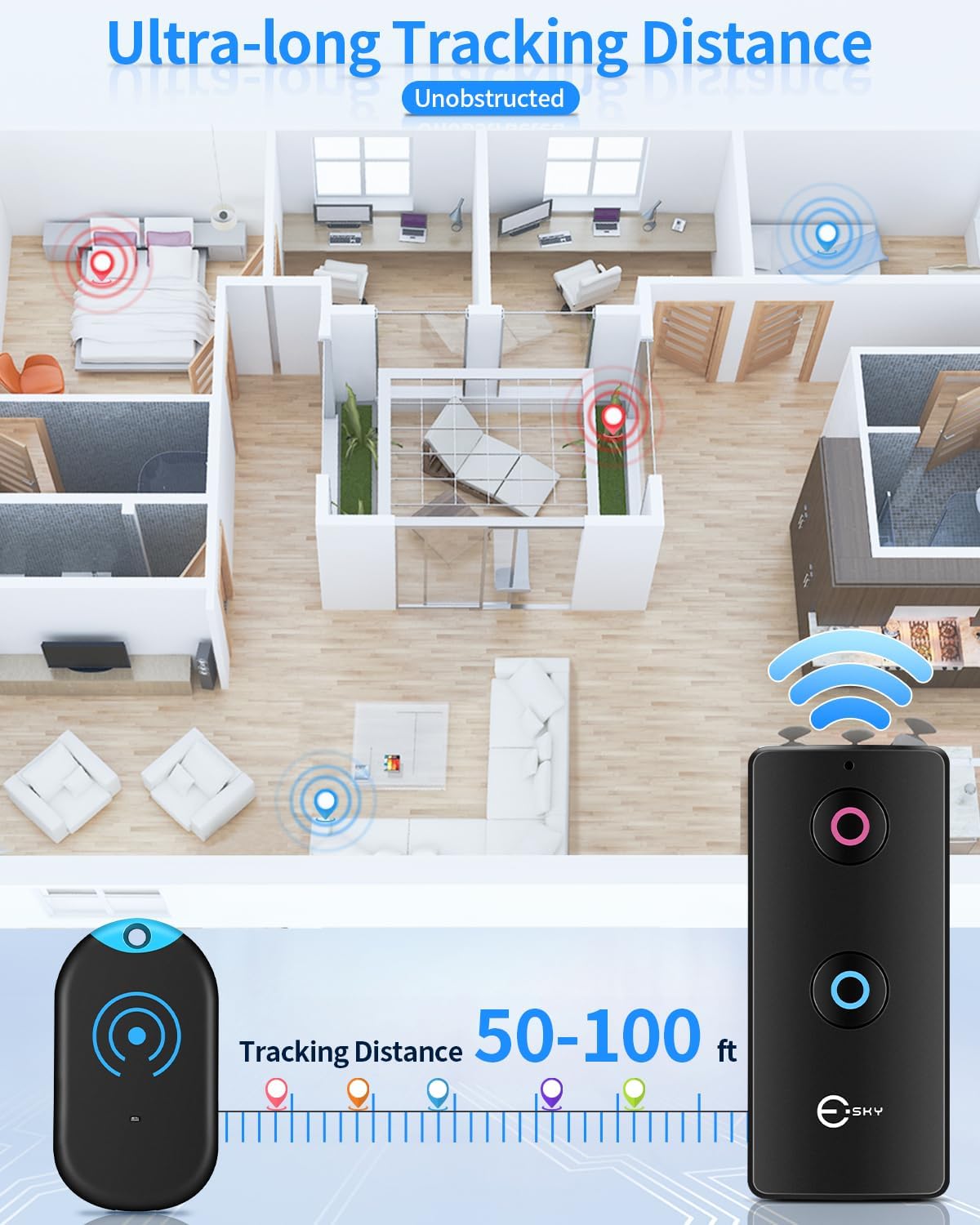 Ultra Slim Schluesselfinder 80 dB 2 Empfaenger Key Finder fuer Schluessel