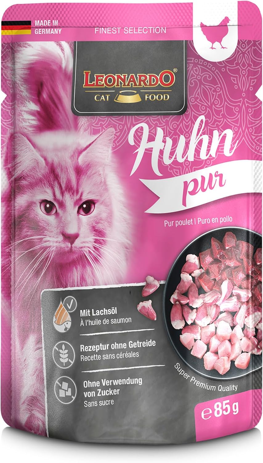 LEONARDO Katzenfutter nass Finest Selection 6x85g Huhn Fasan Kaninchen Ente Kalb