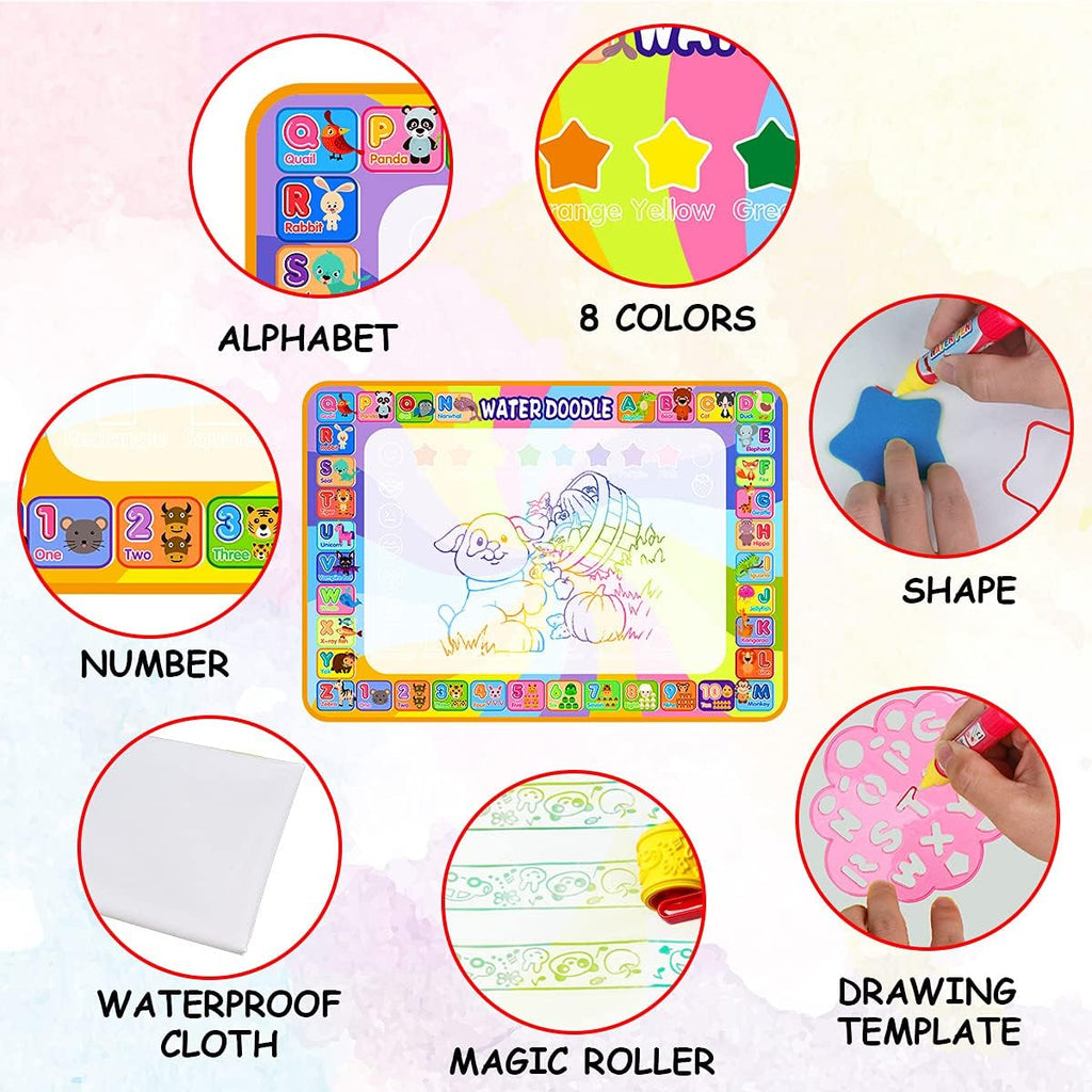 MELAND Wassermalmatte 100×78 cm mit Wasserstift fuer Kinder 3-6 Jahre