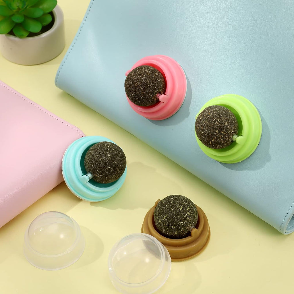 4er Set Katzenminze Spielbälle drehbar | Catnip Balls für Katzen