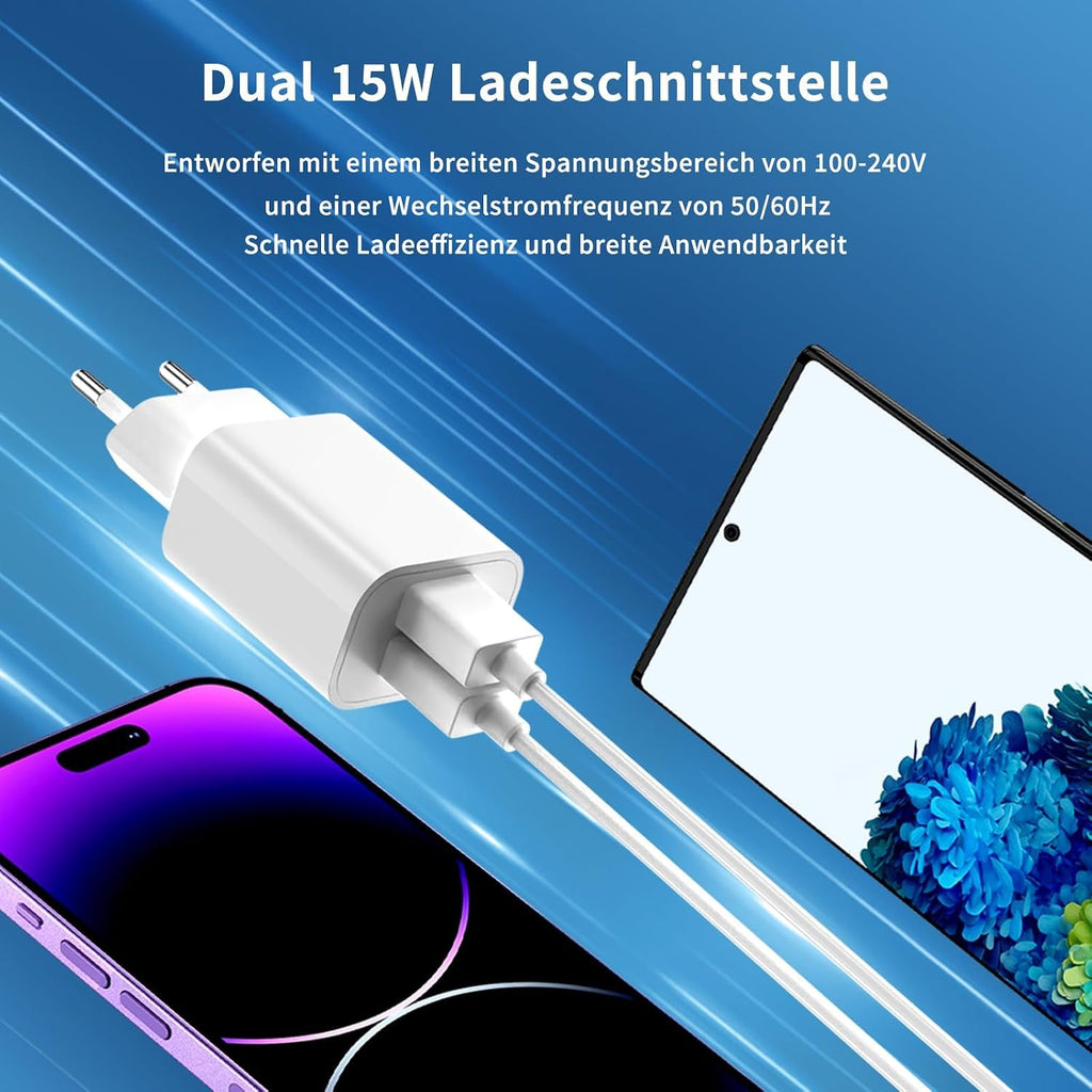 4x USB Ladegeraet Netzteil fuer iPhone Samsung Handy ohne Kabel