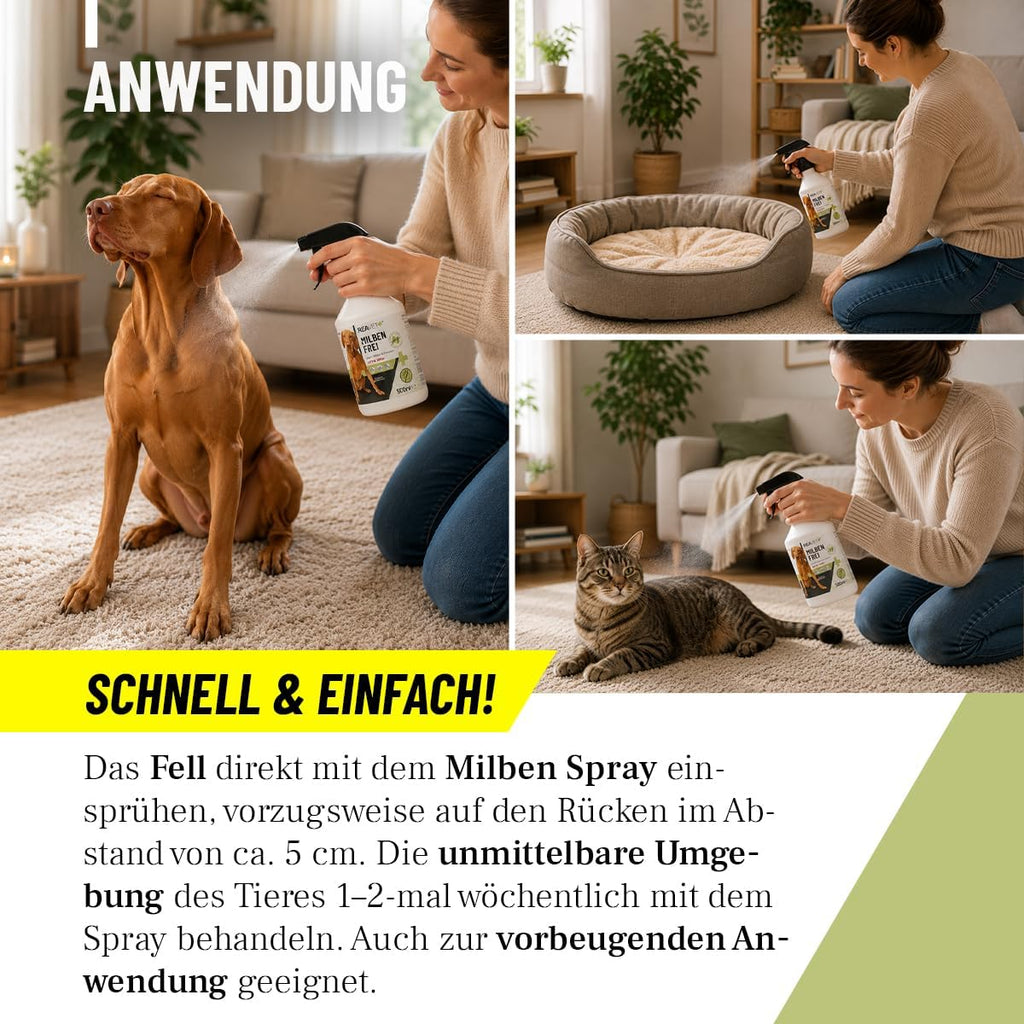 ReaVET Anti Milben-Spray 500 ml für Hunde Katzen Pferde gegen Milben Juckreiz
