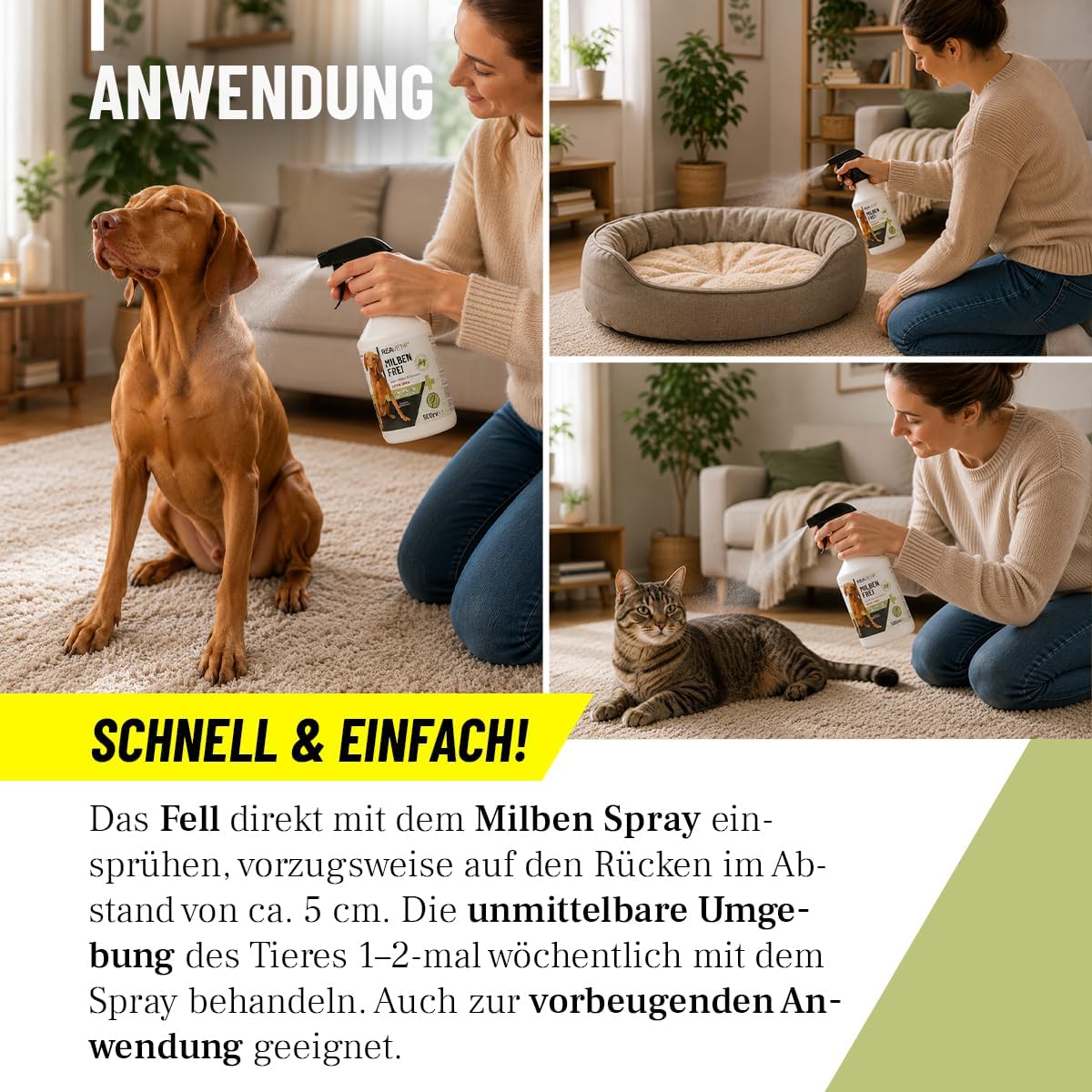 ReaVET Anti Milben-Spray 500 ml für Hunde Katzen Pferde gegen Milben Juckreiz