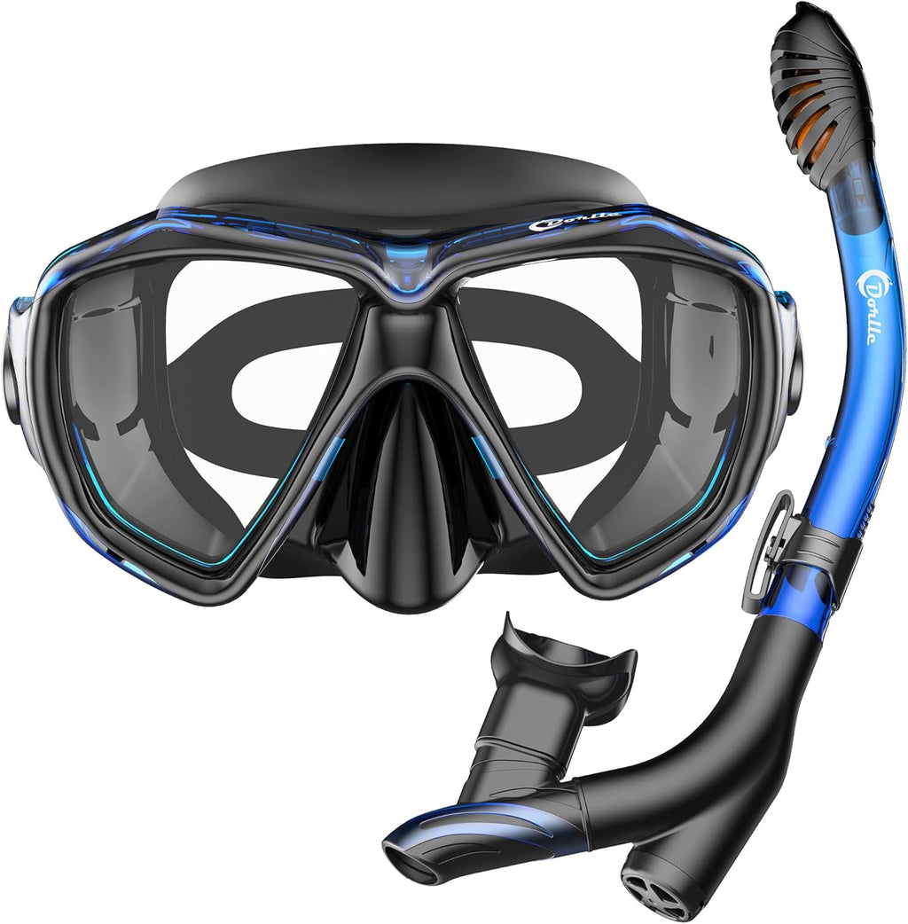 Dorlle Schnorchelset Erwachsene Taucherbrille gehaertetes Glas Anti-Fog