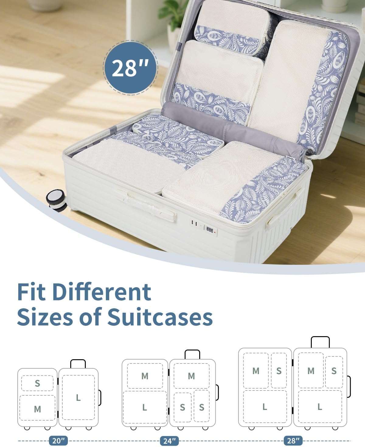 7-teiliges Koffer Organizer Set Packing Cubes Reise-Packtaschen