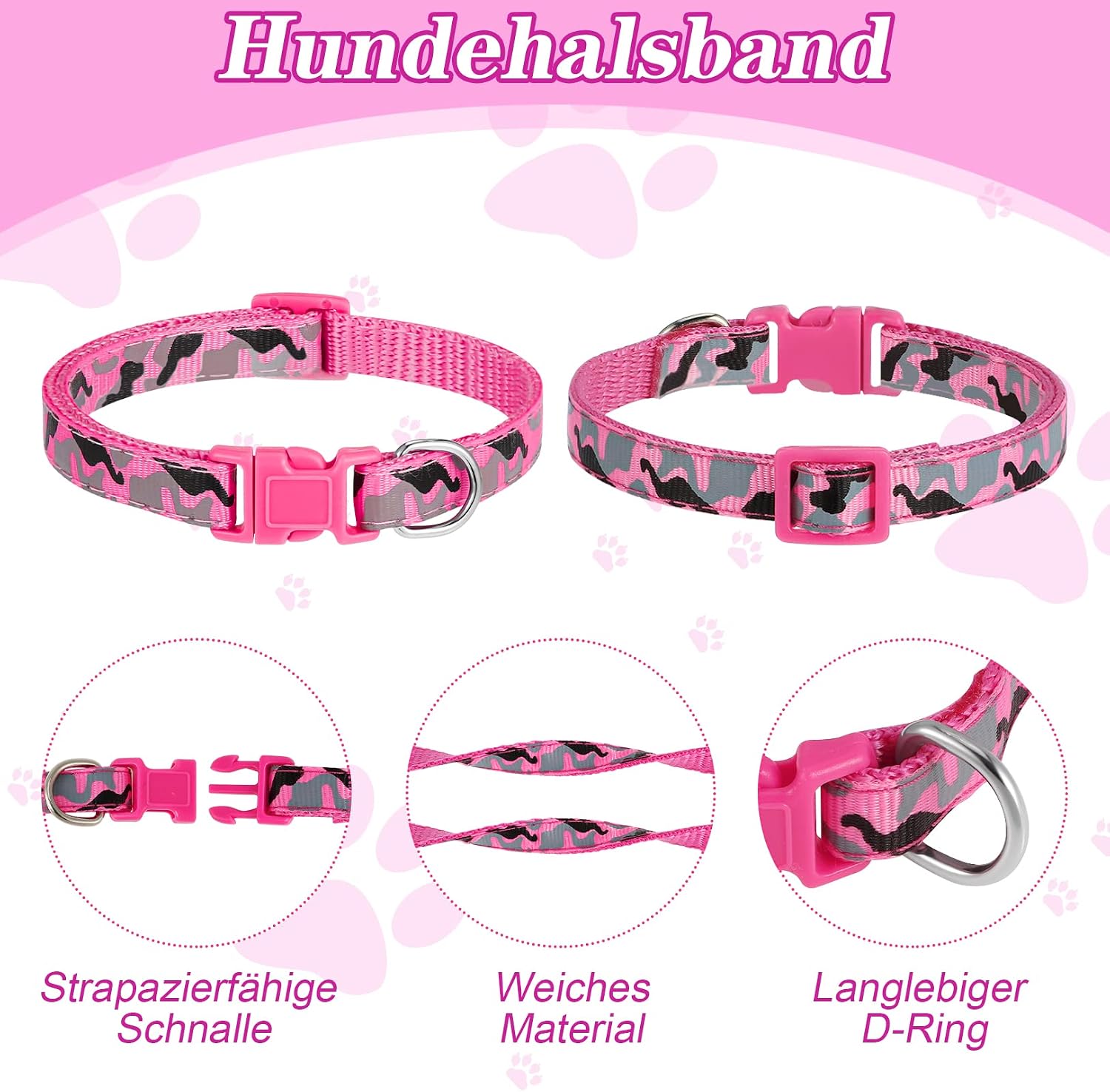 Welpenhalsband mit Leine Set Nylon verstellbar für kleine und mittlere Hunde, 2e