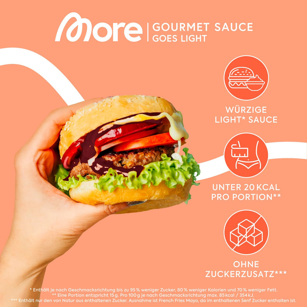 More Nutrition Light Gourmet Sauce BBQ, kalorienreduziert, verschiedene So