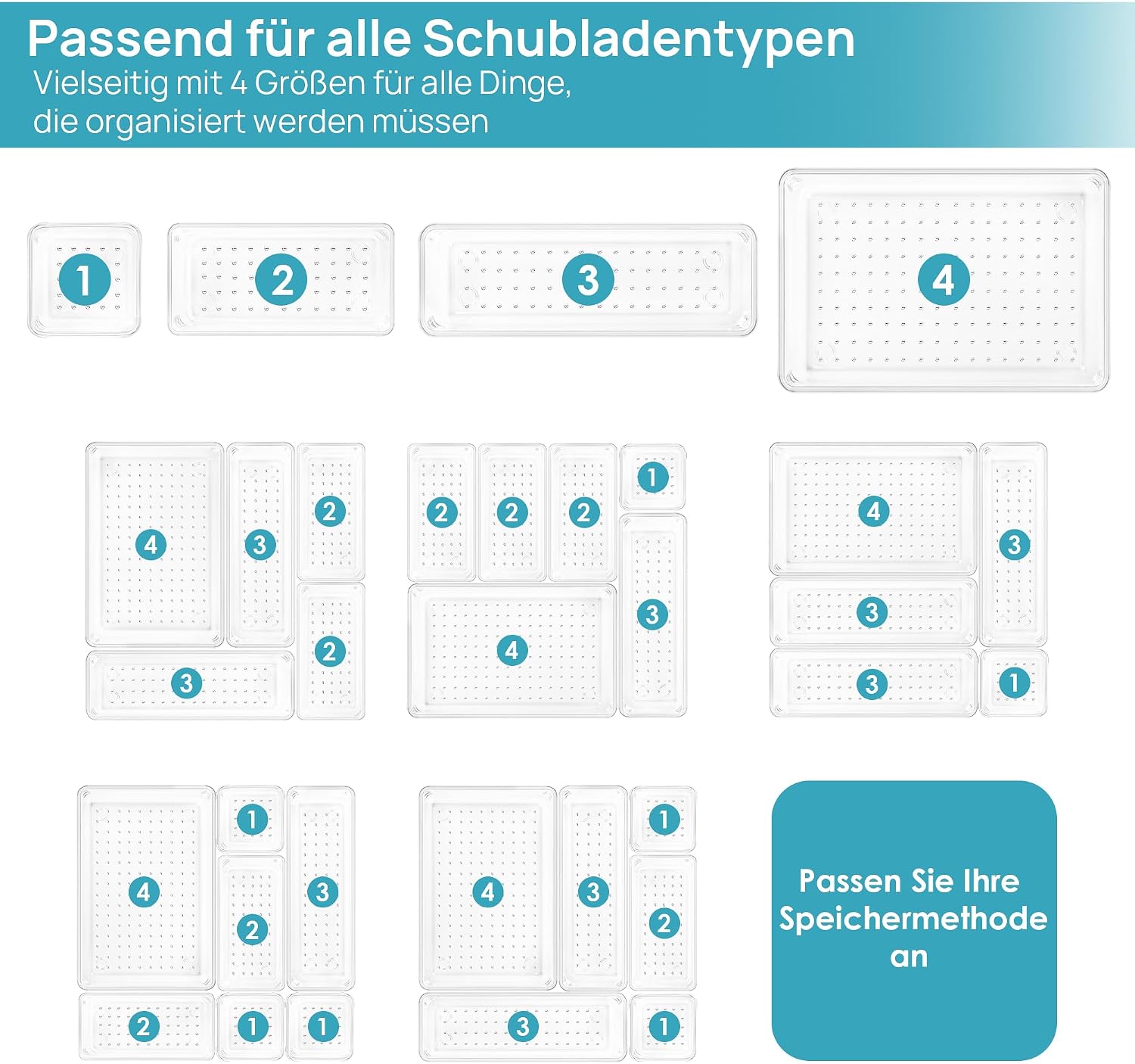 Vtopmart Schubladen Organizer 25 Teile 4 Groessen Besteckeinsatz Aufbewahrung