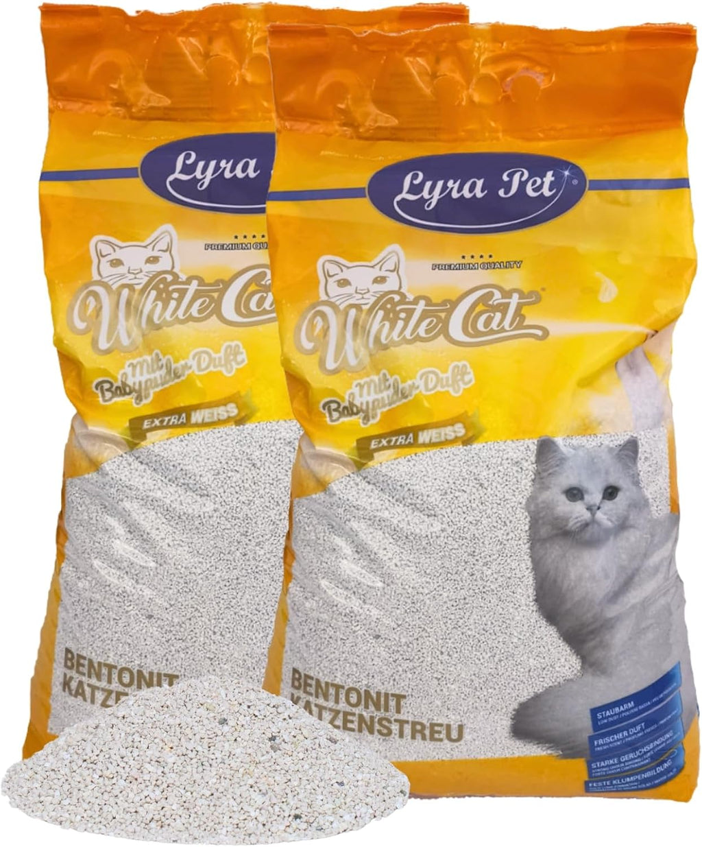 Katzenstreu Bentonit weiss stark klumpend feines Granulat verschiedene Sorten
