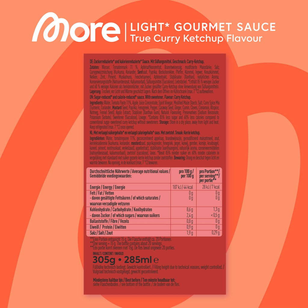 More Nutrition Light Gourmet Sauce BBQ, kalorienreduziert, verschiedene So