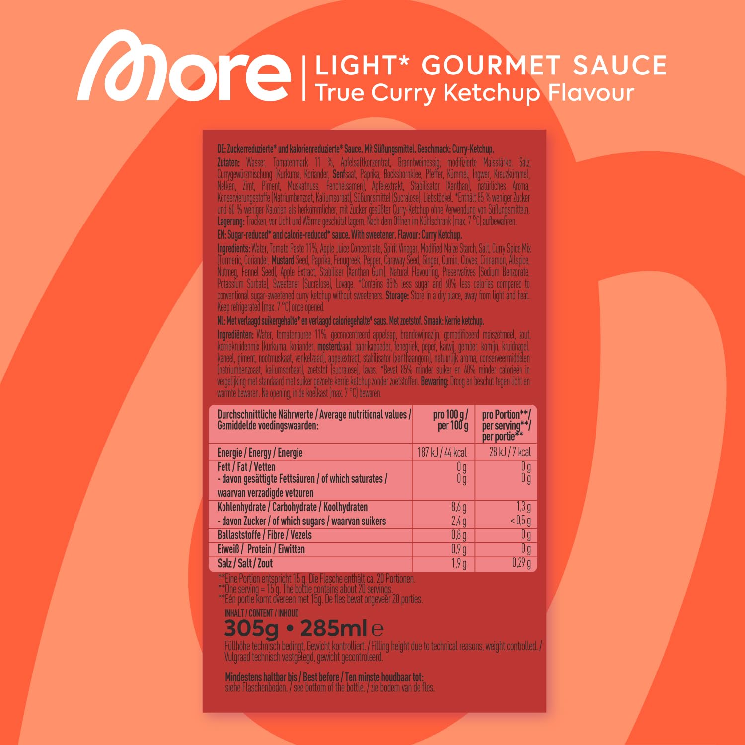 More Nutrition Light Gourmet Sauce BBQ, kalorienreduziert, verschiedene So