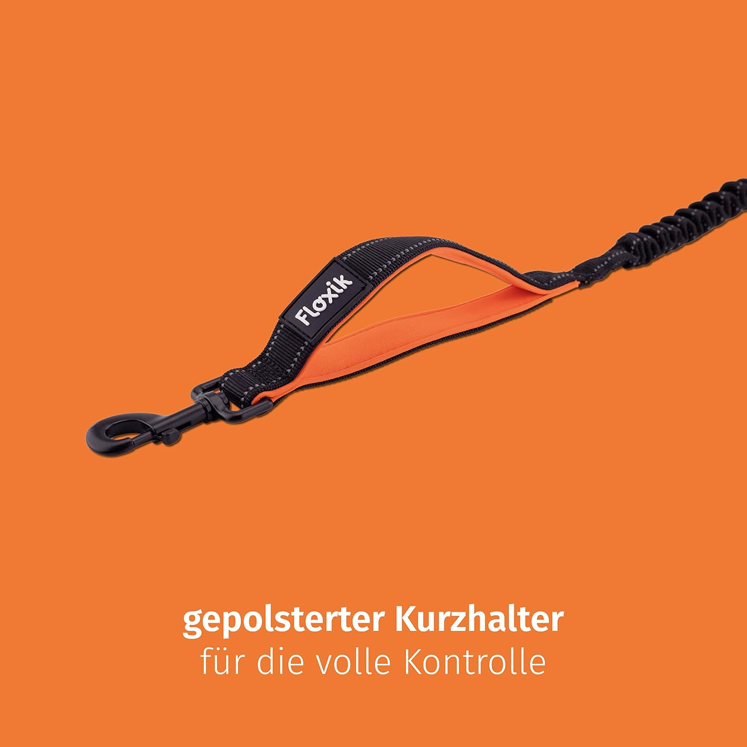 Floxik reflektierende Hundeleine verstellbar 100cm-150cm Kurzführer schwarz