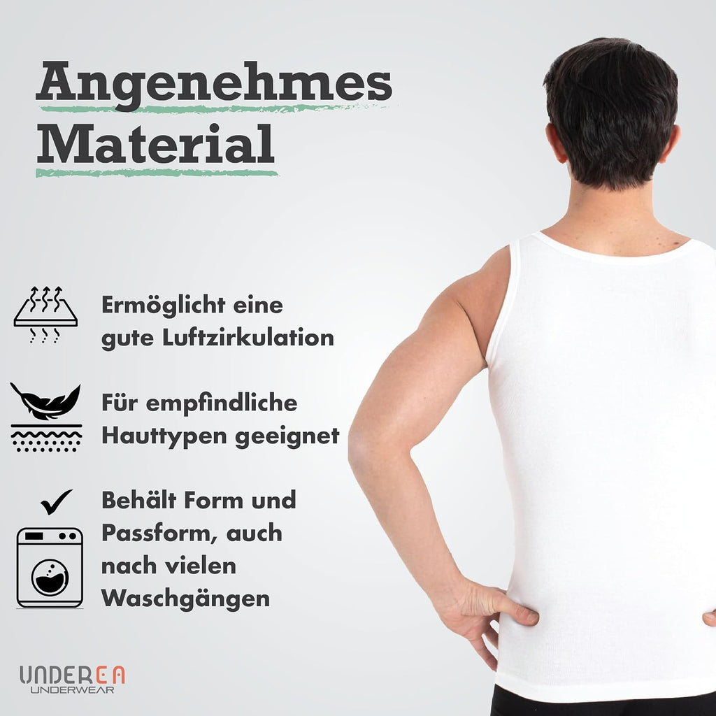 Herren Feinripp Unterhemd 100% Baumwolle Tank Top Groesse S-5XL 3er/5er Pack