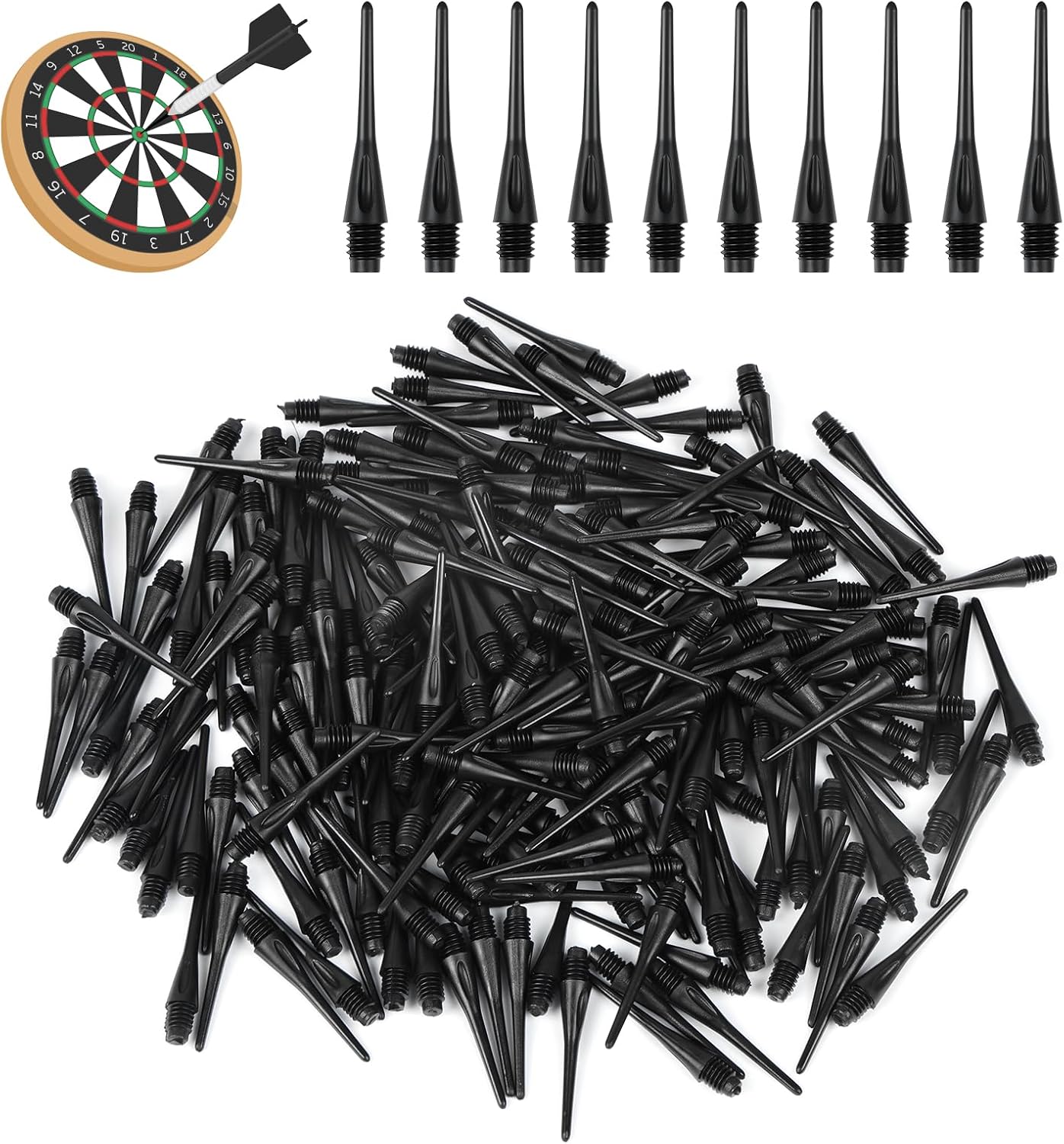 Flintronic Kunststoff-Dartspitzen 2BA Ersatzspitzen schwarz