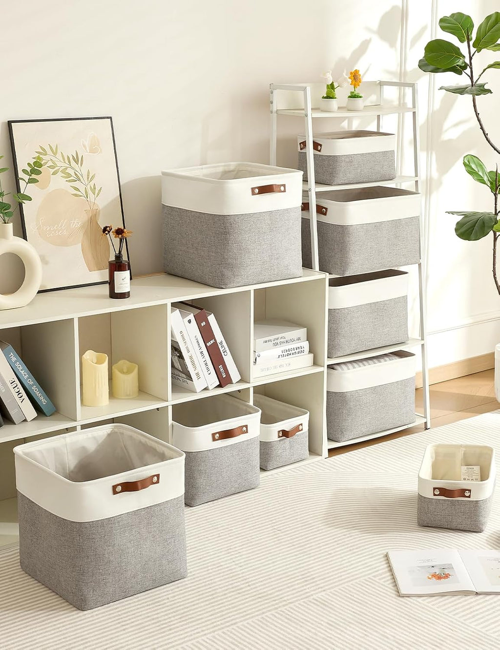 Aufbewahrungsboxen Stoff 4er Set mit Griff 30×20×15 cm faltbar
