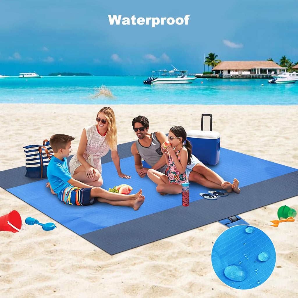 Dijia Sandfreie Stranddecke 230×200 cm mit 2 Reissverschlusstaschen & Tasche