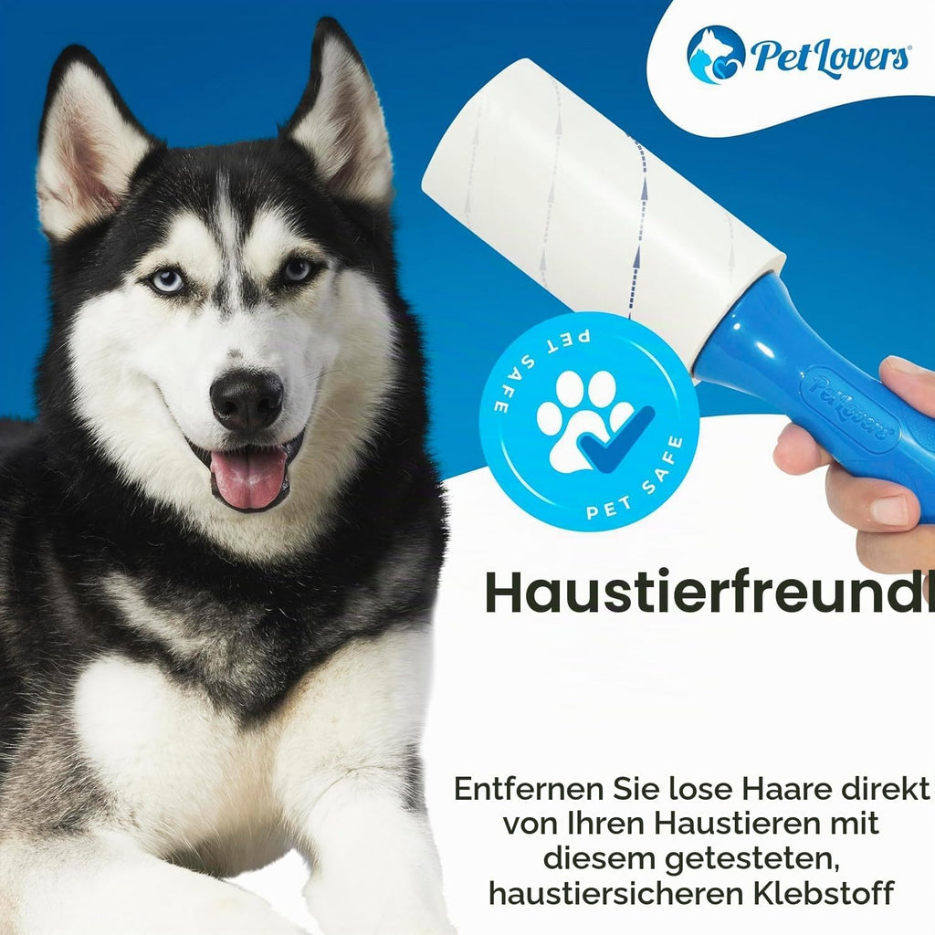 PetLovers Fusselrolle 450 Blatt extra klebrig fuer Tierhaare auf Kleidung und Moebeln