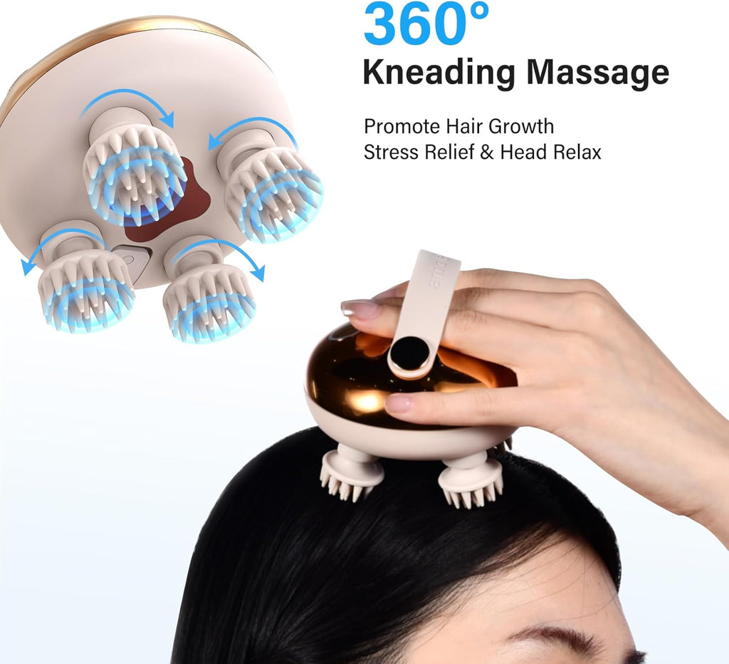 Arboleaf Kopf-Massagegeraet elektrisch IPX7 wasserdicht 8 Koepfe Gold