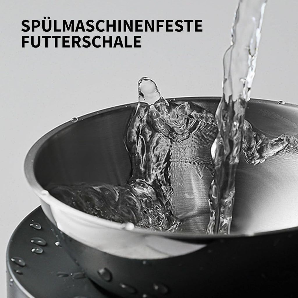 Katzen Futternapf Set Edelstahl erhoeht rutschfest mit Halter