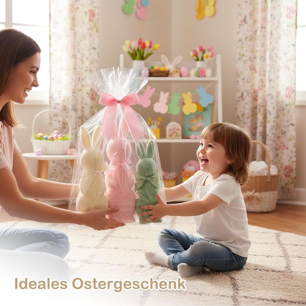 Deko Hasen 3er Set pastell flauschig Tischdeko Osterhase Figuren