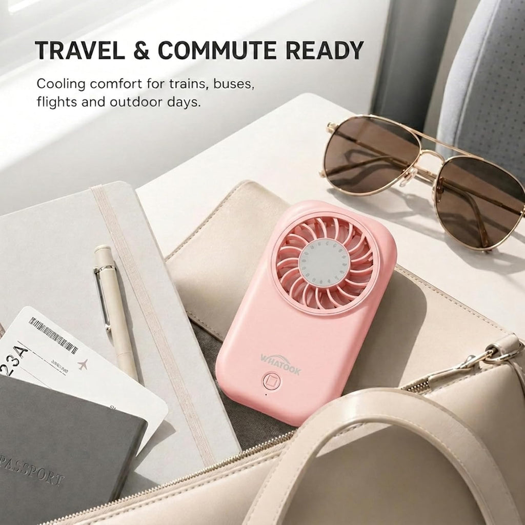 WHATOOK Mini Handventilator USB-C, 5 Geschwindigkeiten, 11000 U/min, Pink
