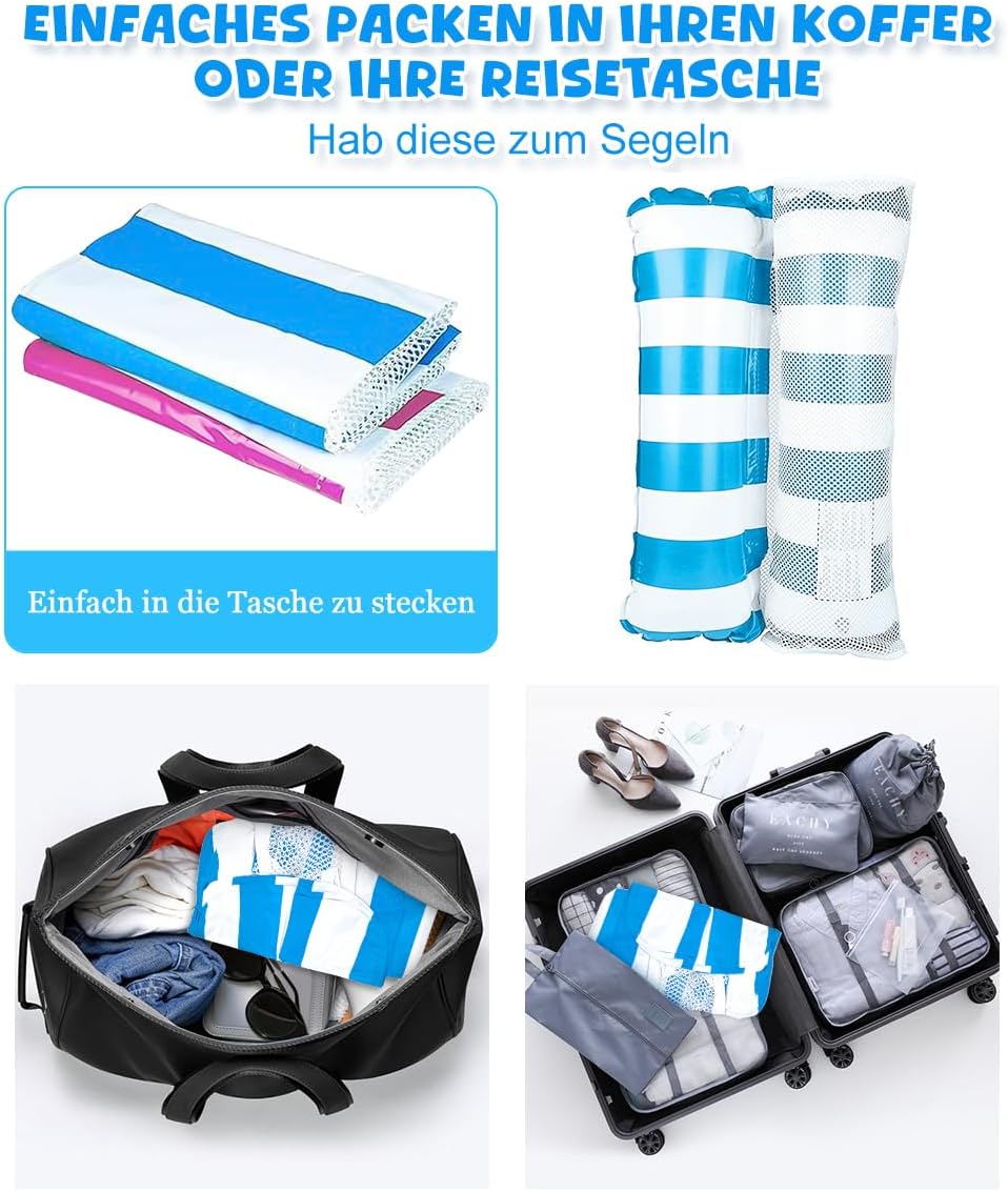 Wasserhaengematte 4-in-1 mit 2 Getraenkehaltern und Luftpumpe Poolliege