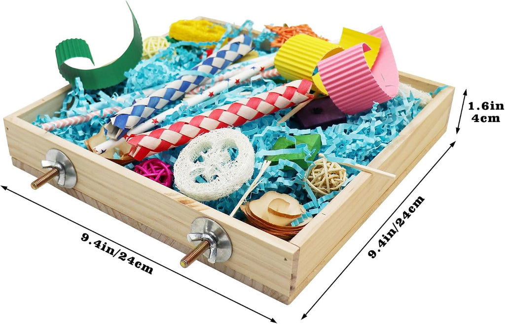 Vogel Foraging Spielzeugbox aus Holz für Papagei Wellensittich Käfig Zubehör