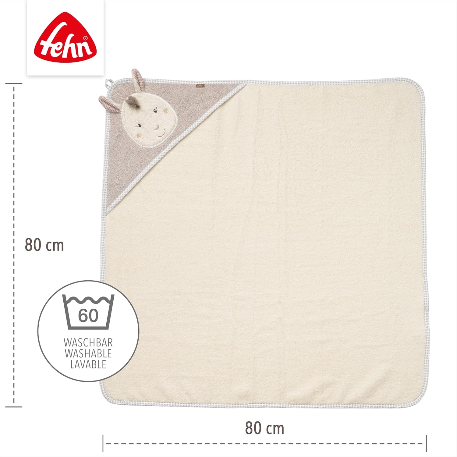 Kapuzenhandtuch Baby Lama 90x90 cm Kuscheliges Badetuch fuer Neugeborene