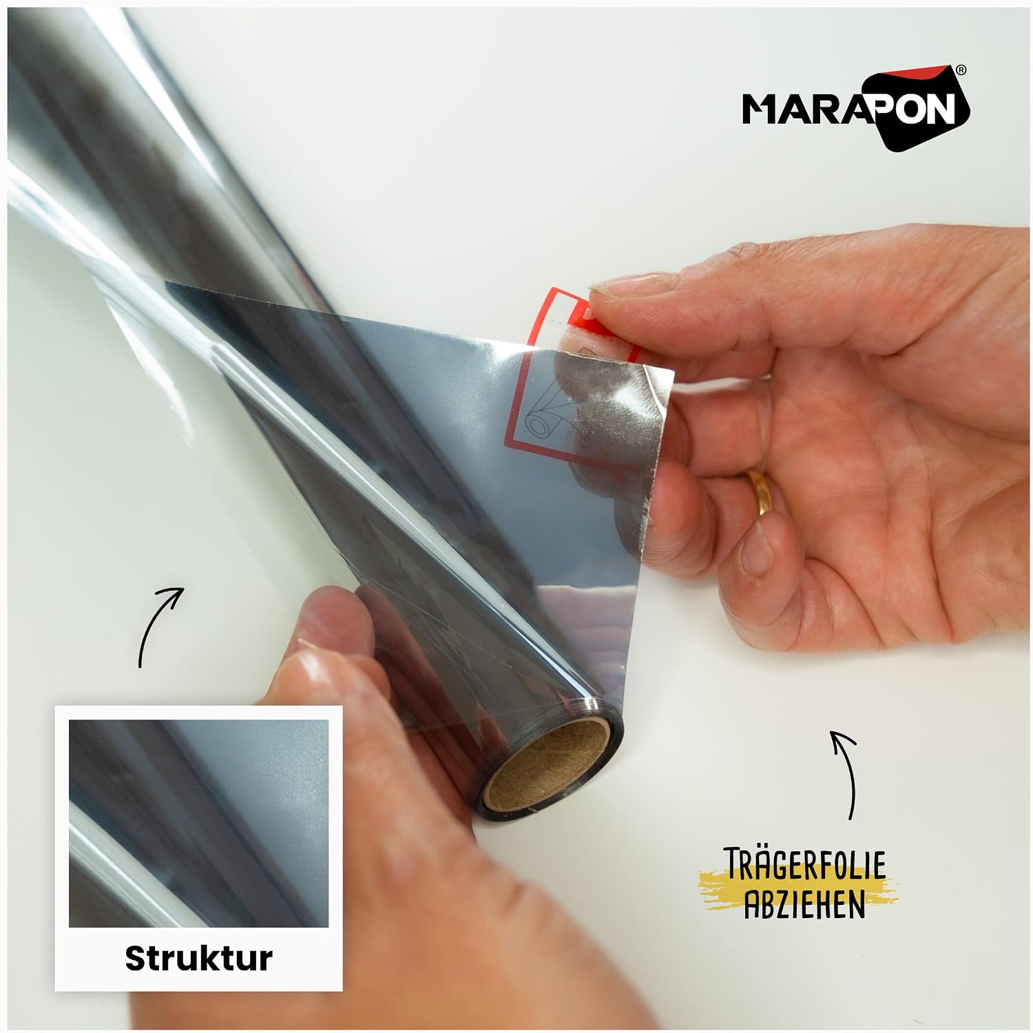 MARAPON Fensterfolie selbstklebend Sichtschutz Milchglasfolie Spiegelfolie Silbe