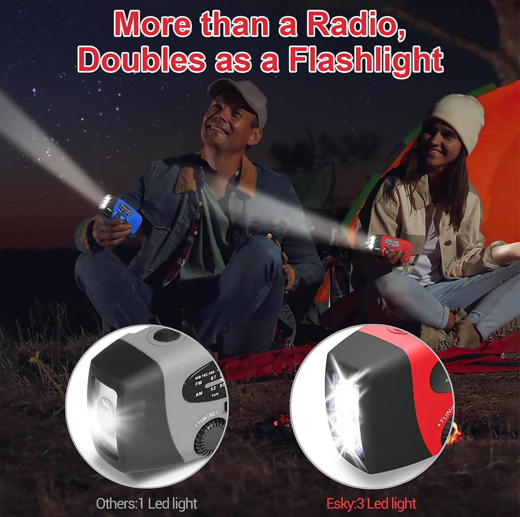 Tragbares Solar Kurbelradio mit AM/FM, 2000mAh Powerbank, LED Lampe, USB, orange