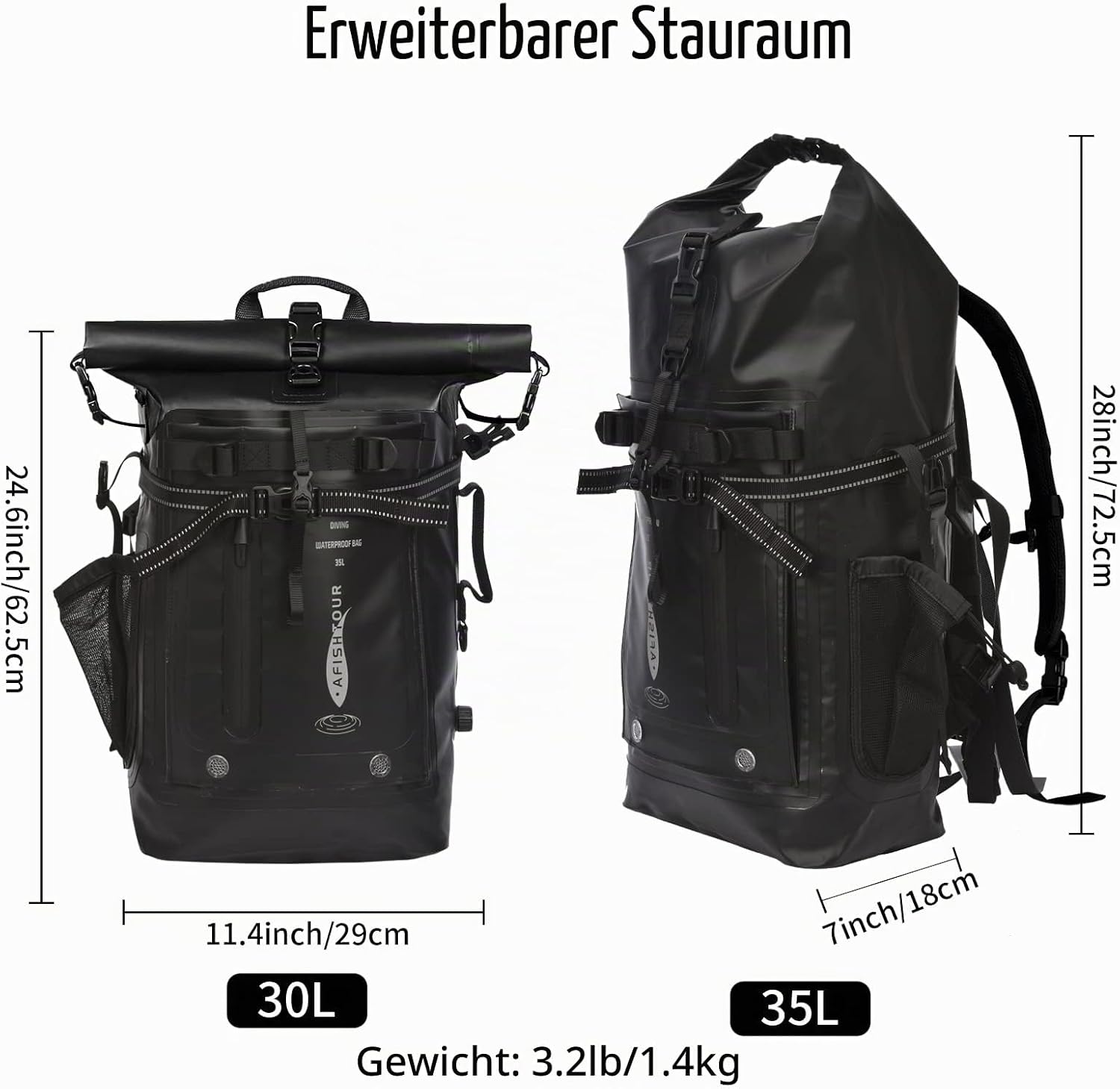 wasserdichter Drybag Rucksack mit Rollverschluss Unisex Gelb
