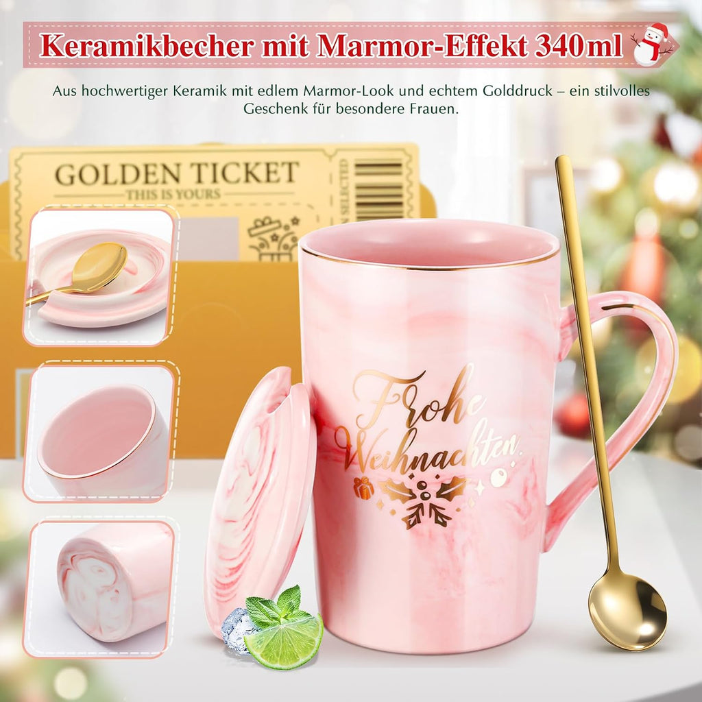 Geschenkset fuer Frauen Kaffeetasse Geburtstag Valentinstag Jahrestag