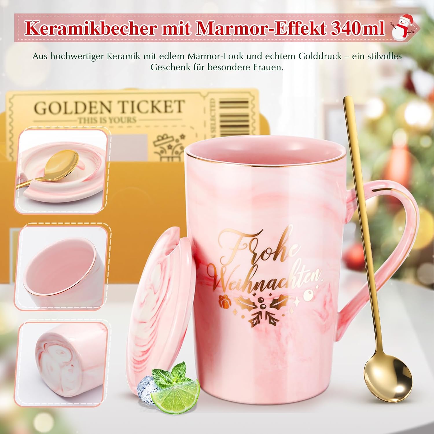 Geschenkset fuer Frauen Kaffeetasse Geburtstag Valentinstag Jahrestag