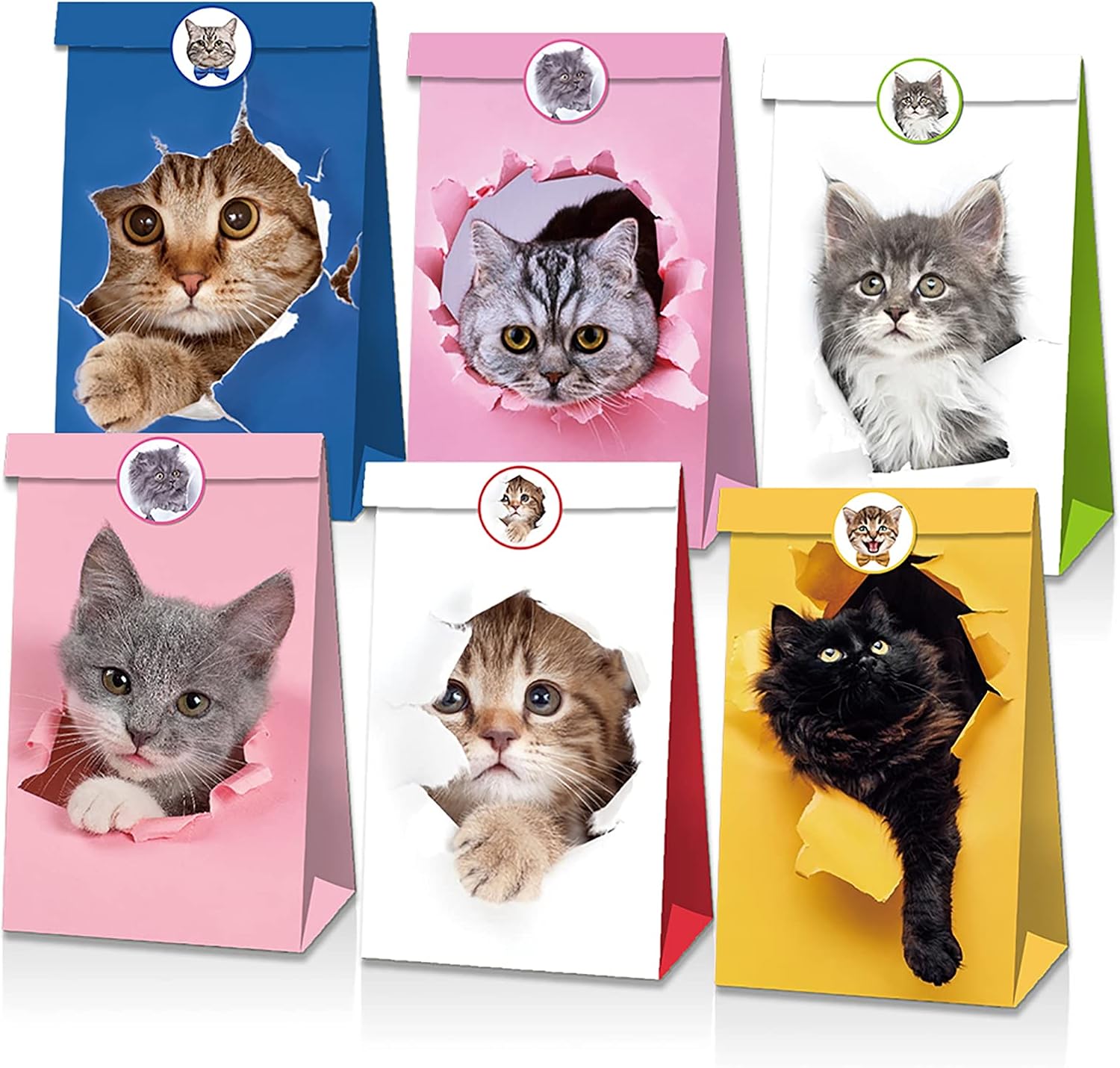 Geschenktueten 12er Set Katzenmotiv Papiertueten Goodie Bags Party Suessigkeiten