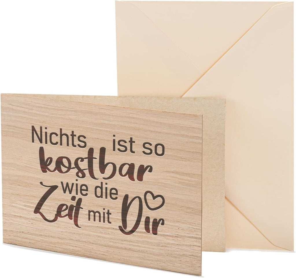 Holzkarte 'Kostbare Zeit mit Dir' - Liebeskarte Jahrestag Grusskarte