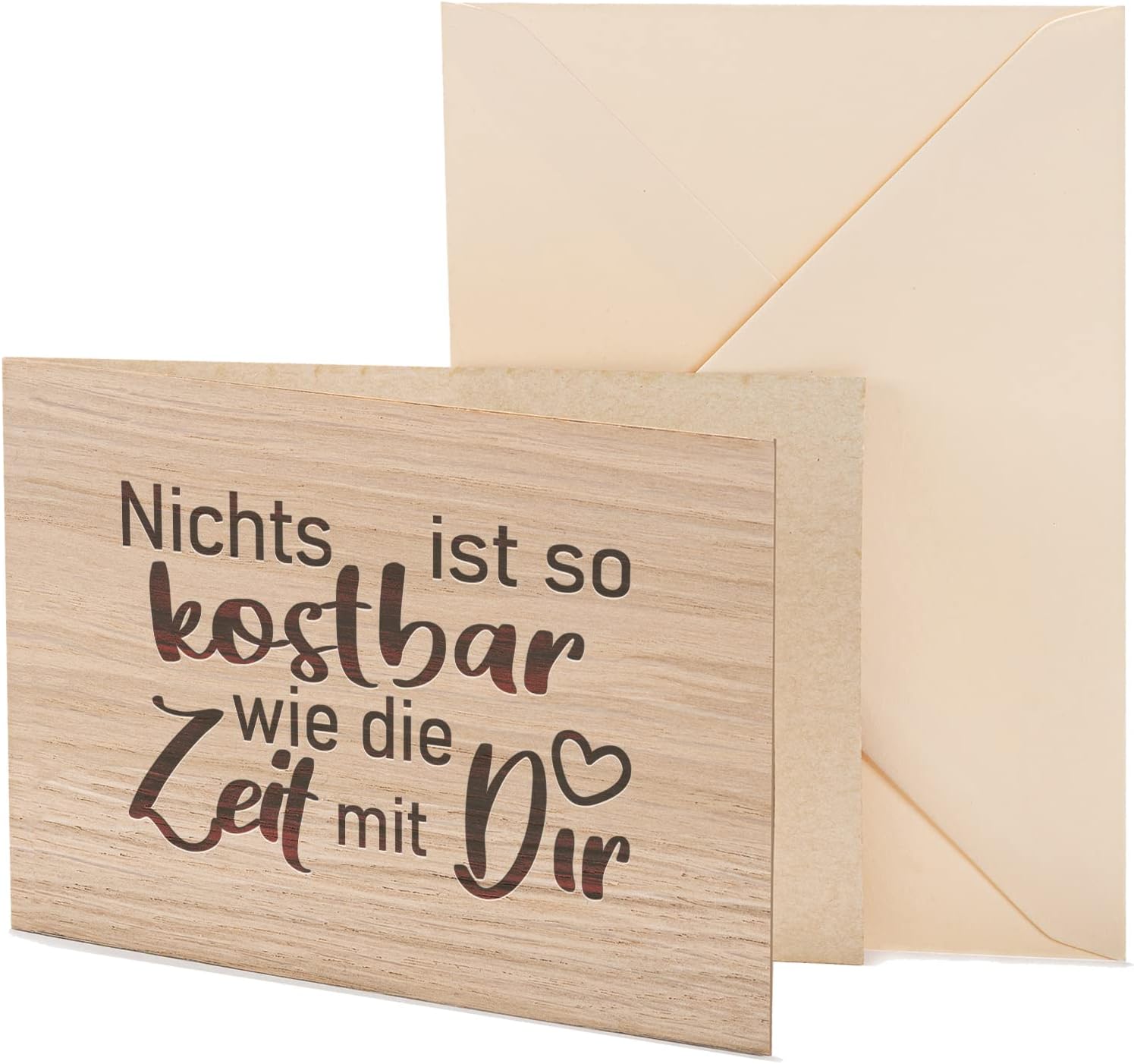 Holzkarte 'Kostbare Zeit mit Dir' - Liebeskarte Jahrestag Grusskarte