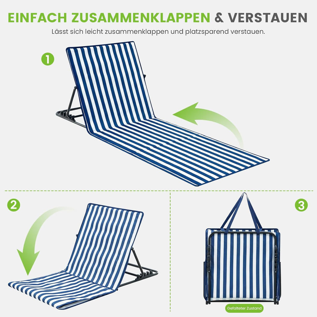 Palawano Sonnenliege verstellbar 5 Positionen leicht tragbar fuer Garten Strand