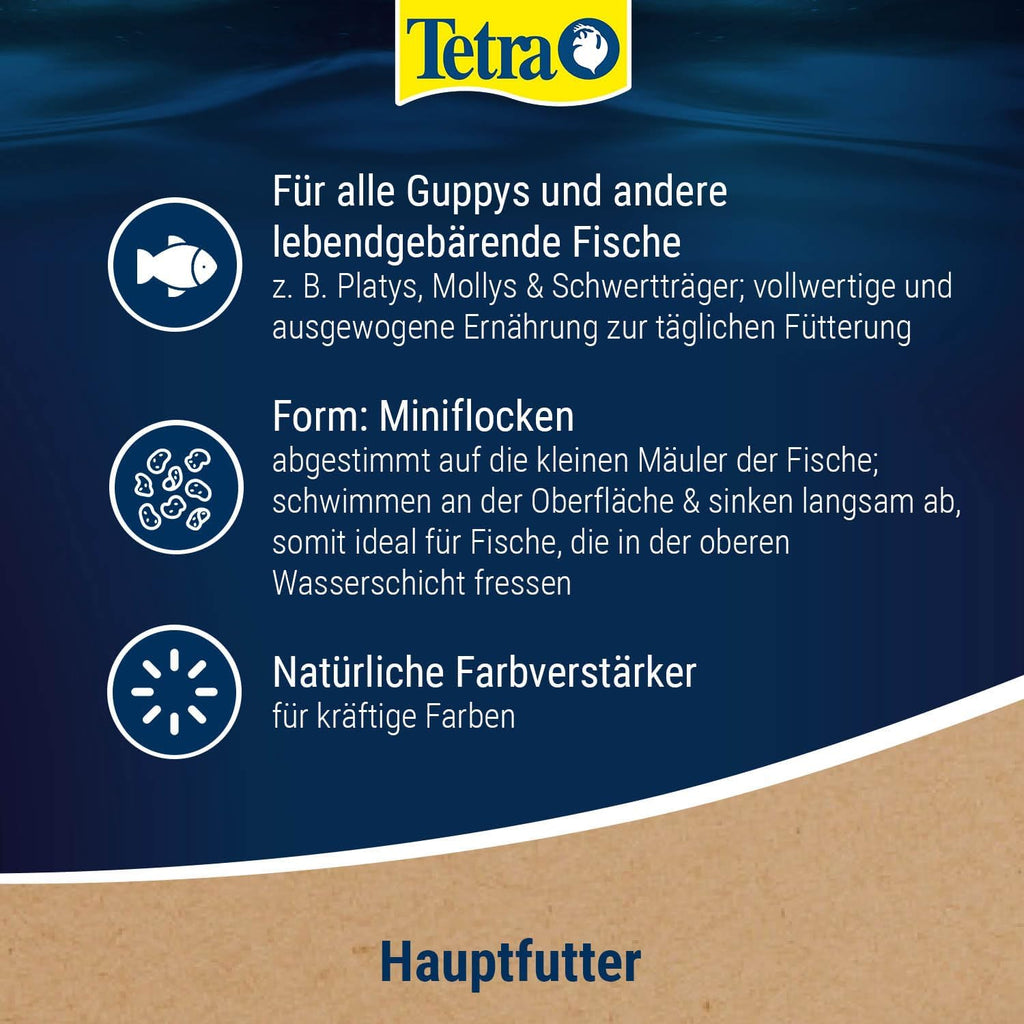 Tetra Guppy Mini Flakes Flockenfutter fuer Guppy Zierfische