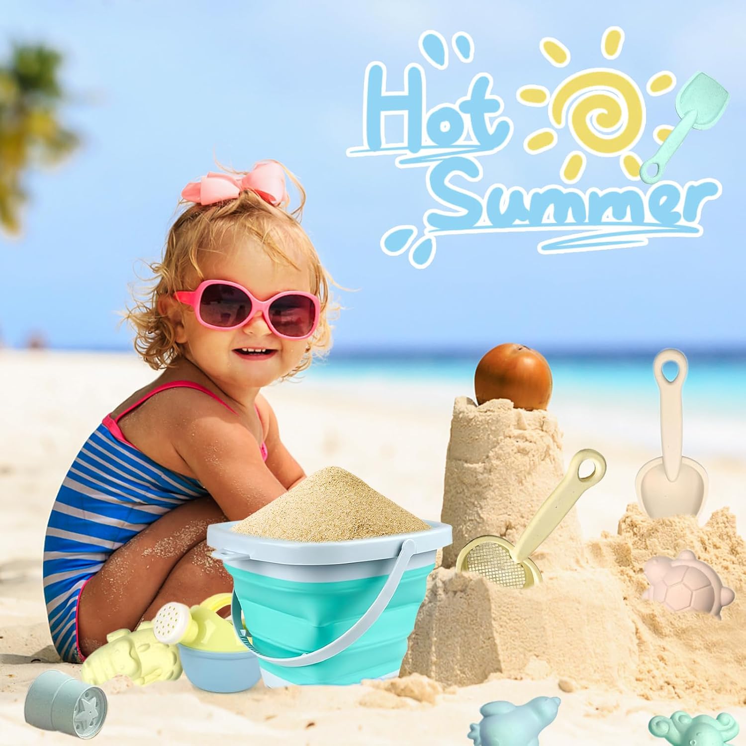 Sandspielzeug 11-teilig Kinder Strandset Eimer Schaufel Foermchen